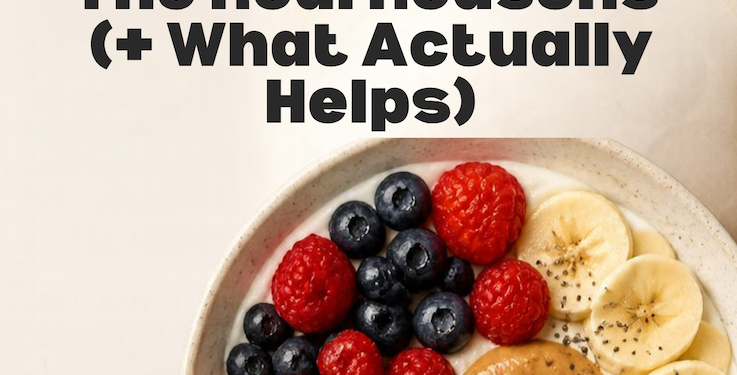 Protein-rich berry breakfast bowl with text reading "Why am I gaining weight in menopause? The real reasons and what actually helps" — The Nutrition Twins