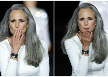 Andie MacDowell walks the runway during the Le Défilé L